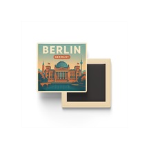 Berlin Almanya - Reichstag Binası - Baskılı Buzdolap Magneti Kare 9x9 Cm Diğer