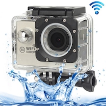 H16 1080p Taşınabilir Wifi Su Geçirmez Spor Kamera, 2.0 İnç Ekran, Generalplus 4248, 170 A+ Derece Geniş Açılı Lens, Destek Tf Kartını Gümüş