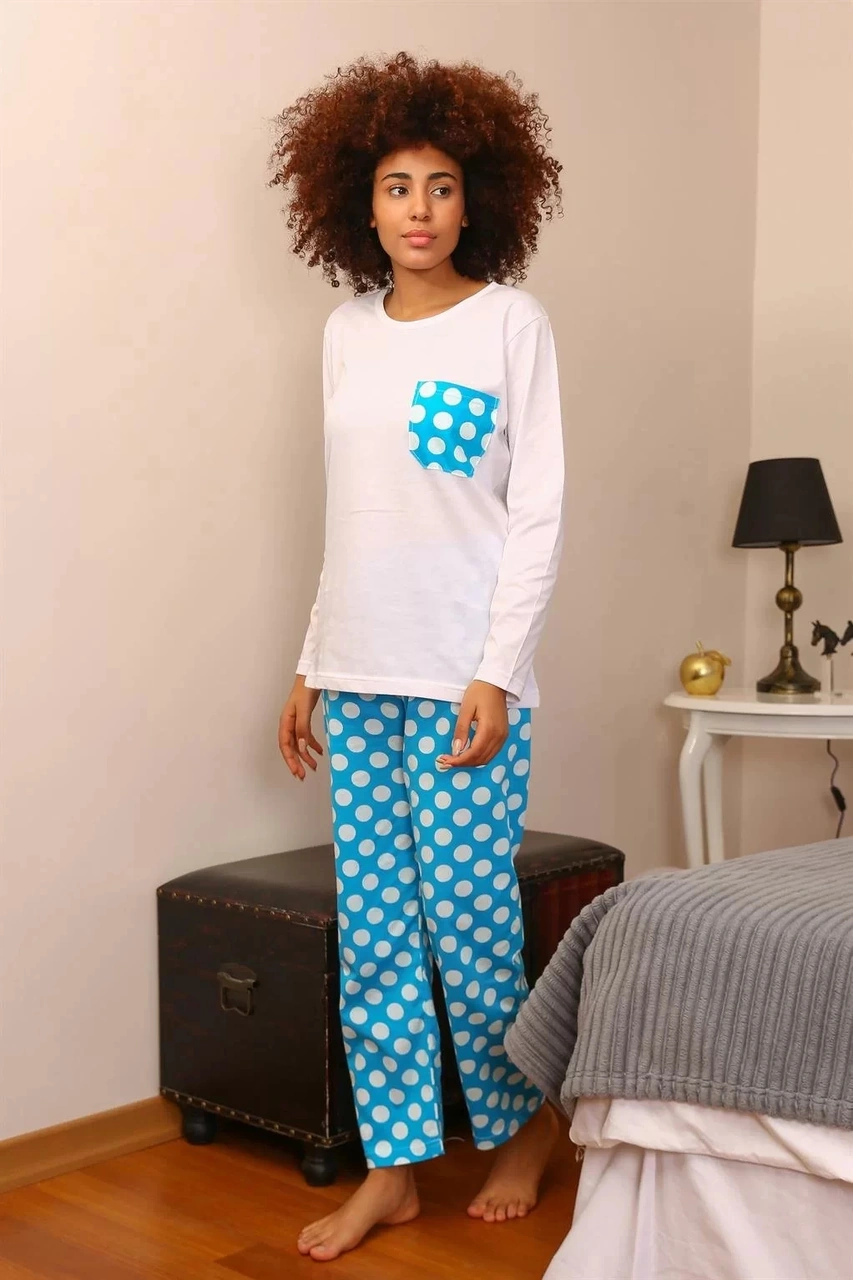 Moda Kadın Uzun Kol Penye Pijama Takım Beyaz Beyaz Moda Kadın Uzun Kol Penye Pijama Takım Beyaz Beyaz