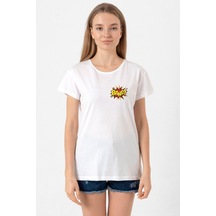 Big Bang Theory Bang Logo Beyaz Kadın Bisikletyaka Tshirt 001