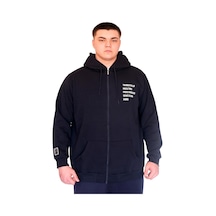 Mode Xl Büyük Beden Erkek Kapüşonlu Sweatshirt Fermuarlı 3 İp Bronx U24560 Lacivert Lacivert