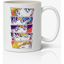Sailor Scouts Anime Baskılı Beyaz Kupa Bardak