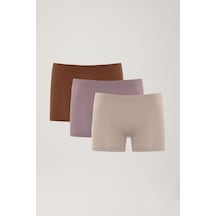 Los Ojos 3 Adet Fitilli Seamless Boxer Külot 3xboyshort Fitilli Mor-bej-kahverengi Fitilli Mor-bej-kahverengi