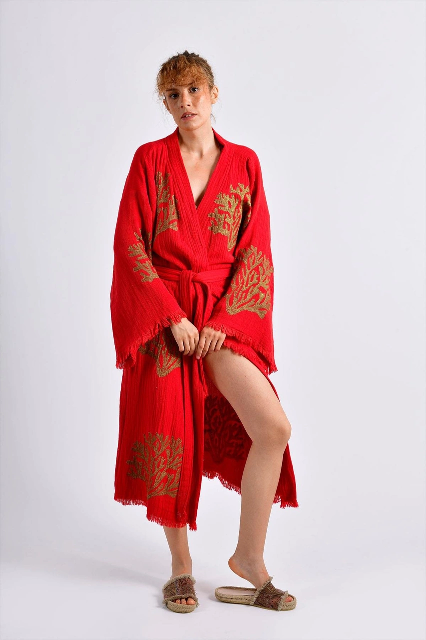 Brandsmithshop Kırmızı Ethereal Coral Kimono Çok Renkli