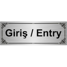 Giriş/entry 7x20cm Gümüş Renk Metal Yönlendirme Levhası