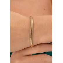 14 Ayar Altın İtalyan Balıksırtı Bileklik 4.20 Mm Pembe Altın