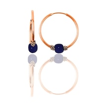 Gümüş Rose 14 Mm Çivit Mavisi Halka Küpe