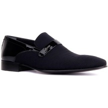 Bağcıksız Siyah Rugan Tekstil Erkek Klasik Ayakkabı 5098 505 430