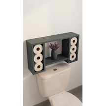 Dekoratif Ahşap Banyo Düzenleyici Raf - 6 Bölmeli 40x70x10 Cm Gri Dekoratif Ahşap Banyo Düzenleyici Raf - 6 Bölmeli 40x70x10 Cm Gri
