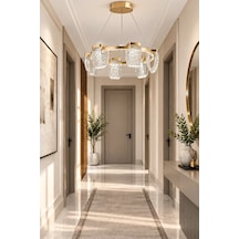 Modern Premium Led Avize Gold Kasa Salon Oturma Odası Lüks Sarkıt Avize 60w