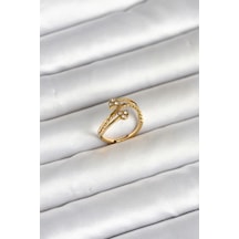 316l Çelik Gold Renk Zirkon Taşlı Kalp Model Kadın Yüzük Diğer