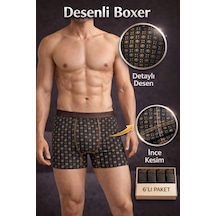Mercan Desenli Erkek Boxer 6'lı Paket Zer