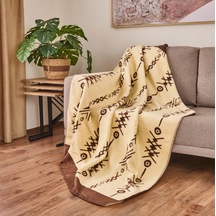 Soft Etnik Pamuklu Tv Battaniyesi - Kahverengi - 130x170 Cm Renkli