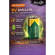 9v Şarj Edilebilir Pil 200 Mah Şarjlı Pil Dedektör, Mikrofon Ve Elektronik Cihaz Pili