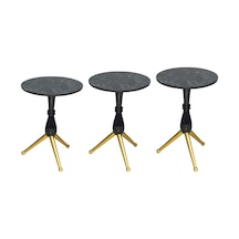 Zigon Sehpa BRC Çatal Model Ahşap Ayak Gold Renk Düz Siyah Temper Cam  El Yapım