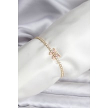 Model Zirkon Taşlı Gold Renk Pirinç Su Yolu Kadın Bileklik Antik Gümüş 64850051
