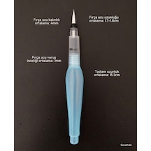 Fırça Uçlu, Brush Pen, Sulu Boya, Su Ve Mürekkep Hazneli, Boyama Kalem Mavi-m Beden