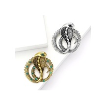 Ganzhoushop Yılan Trendy Rhinestone Red2201 Pimleri Parti Ofis Multı Multı Kobra Kadınlar İçin Şık Emaye Broş Qg Çok Renkli