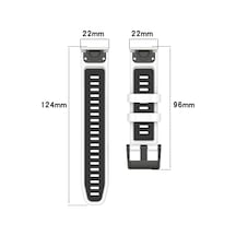 Sones Garmin Instinct Crossover Solar 22mm Spor İki Renkli Silikon Saat Kordonu İçin