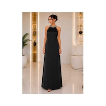 Gül&can Butik Saten Elbise Şık Gece Elbisesi Siyah
