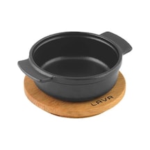 Pişirme Kabı, Lv Eco Gv 11 K4, Yuvarlak Güveç, Ahşap Altlık, Çap 11 Cm, Dökme Demir, Siyah Çok Renkli