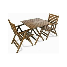 Ürgüp Katlanır Ahşap Bahçe Balkon Seti: 60X80 Masa + 2 Sandalye