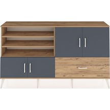 Arges Konsol 5 Raflı Tek Çekmeceli 4 Kapaklı 176x30x99 Çam-antras Çam-antrasit/çam