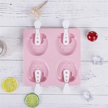 Ev Yapımı Dıy Mini Dondurma Kalıp 6 Hücreleri Buz Küpü Kalıpları Pembe