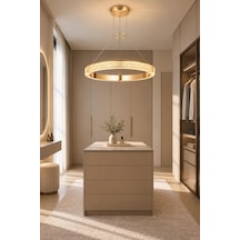 Modern Premium Gold Led Sarkıt Avize Salon Oturma Odası Yemek Odası Avizesi 38w 3 Renk Beyaz