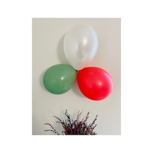 Küf Yeşili Kırmızı Beyaz Pastel 12 İnç 15 Adet Balon Küf Yeşil Beyaz Kırmızı Küf Yeşil Beyaz Kırmızı