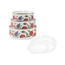 Serenk 14-16-18 Cm Emaye Üçlü Saklama Kabı Seti