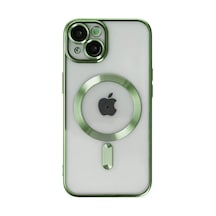 Newface Apple iPhone Uyumlu 14 Kılıf Kross Magneticsafe Kapak - Koyu Yeşil Diğer