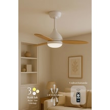 Hoogar Süper Sessiz 3 Renk Uzaktan Kumandalı Dimmer Ayarlı Özel Bambu 95 CM Kanatlı Tavan Vantilatörü BL Isınmaz Motor