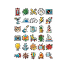 30 Adet Retro Pop Art Posta Pulu Sticker Seti - Laptop Telefon Valiz Defter Çok Renkli