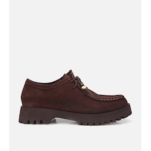 Hotiç Kadın Bej Süet Bağcıklı Kalın Tabanlı Loafer