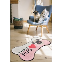 I Love Pug Djt 80X140 Cm Pet Paspası, Köpek Paspası, Halısı