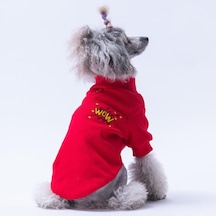 Kırmızı Wow Nakışlı Esnek Kedi Köpek Sweat- Kedi Köpek Kıyafeti