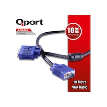 Qport Vga10 15 Pin Filtreli 10M Erkek Erkek Monitör Kablo Q-Vga1
