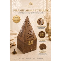 Piramit Ahşap Tütsülük Çekmeceli Dekoratif Piramit Tütsü Kabı