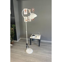 Beyaz Lambader Modern Dekoratif Metal Oturma Odası Çalışma Odası Zemin Lambası 6956 Beyaz