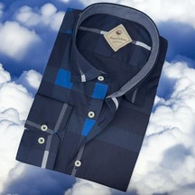 Pamuklu Uzun Kollu Siyah Erkek Gömlek Slim Fit Kalıp -9882 Siyah