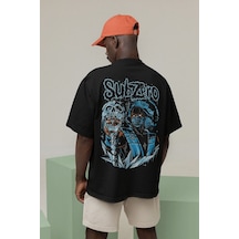 Subzero Baskılı Unisex Oversize Anime Karakter Tişört Siyah