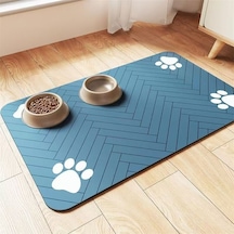 Kedi Köpek Beslenme Matı 50x60 Cm Pati Desenli Kaymaz, Kolay Temizlenir Mama Altlığı