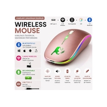 Jng-5012m Kablosuz Şarjlı Mouse Çift Modlu Bluetooth Ve 2.4 Ghz Usb Wireless Rgb Led Işıklı Telefon Tablet Bilgisayar Uyumlu 1600 Dpi Sessiz Click Mouse Diğer