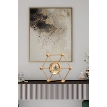 Chacha Home Luxury Altıgen Model Space Geometrik Sanat Masa Saati Lüks Dekoratif Hediyelik Obje 27x24x5 Cm Gold