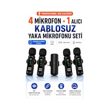 Yaka Mikrofonu Kablosuz 4 Adet Tüylü İphone Type-c Pc Tablet Video Kayıt Vlog Lightning Usb-c Çıkış Mikrofon