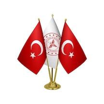 Masa Üstü Sağlık Bakanlığı Bayrağı Türk Bayrağı Üçlü Pirinç Direk