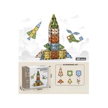 Karton Kutulu Doğal Renkler Magnetic Yapı Blokları 3d Puzzle 48 Parça 6.5 Cm