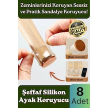 Sandalye Sessiz Çizilme Sürtünme Önleyici Keçeli Şeffaf Silikon Sandalye Ayak Koruma Pedi 8 Adet Çok Renkli