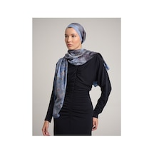 Ayshara Şakayık Çiçek Desenli Çift Taraflı Şal - Haki Yeşil Mavi 94455392